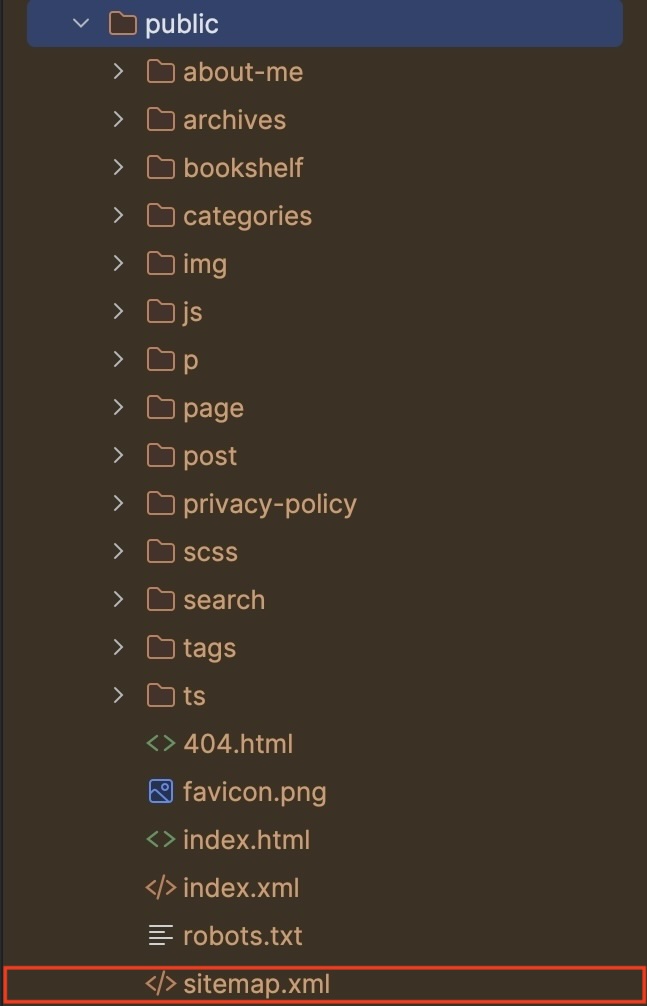 The file named &quot;sitemap.xml&quot;, in the public folder